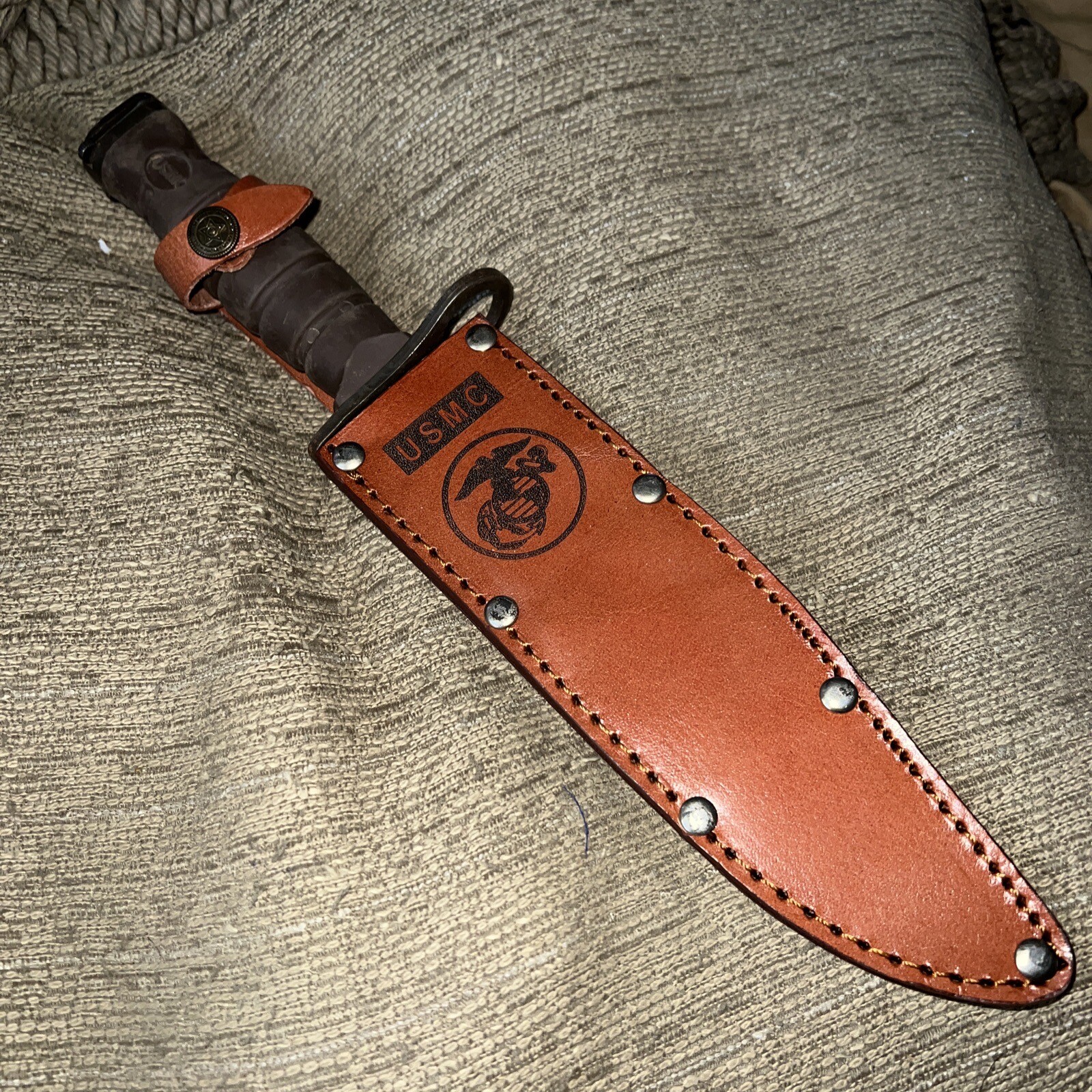 Custom Bayonet Ontario 3-S Custom Made In Leather To Upgrade The Weakest Part Of This ...