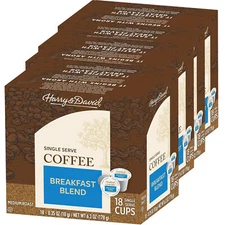 72 ct - Harry & David Coffee, Breakfast Blend, Single Serve Cups (for keurig)