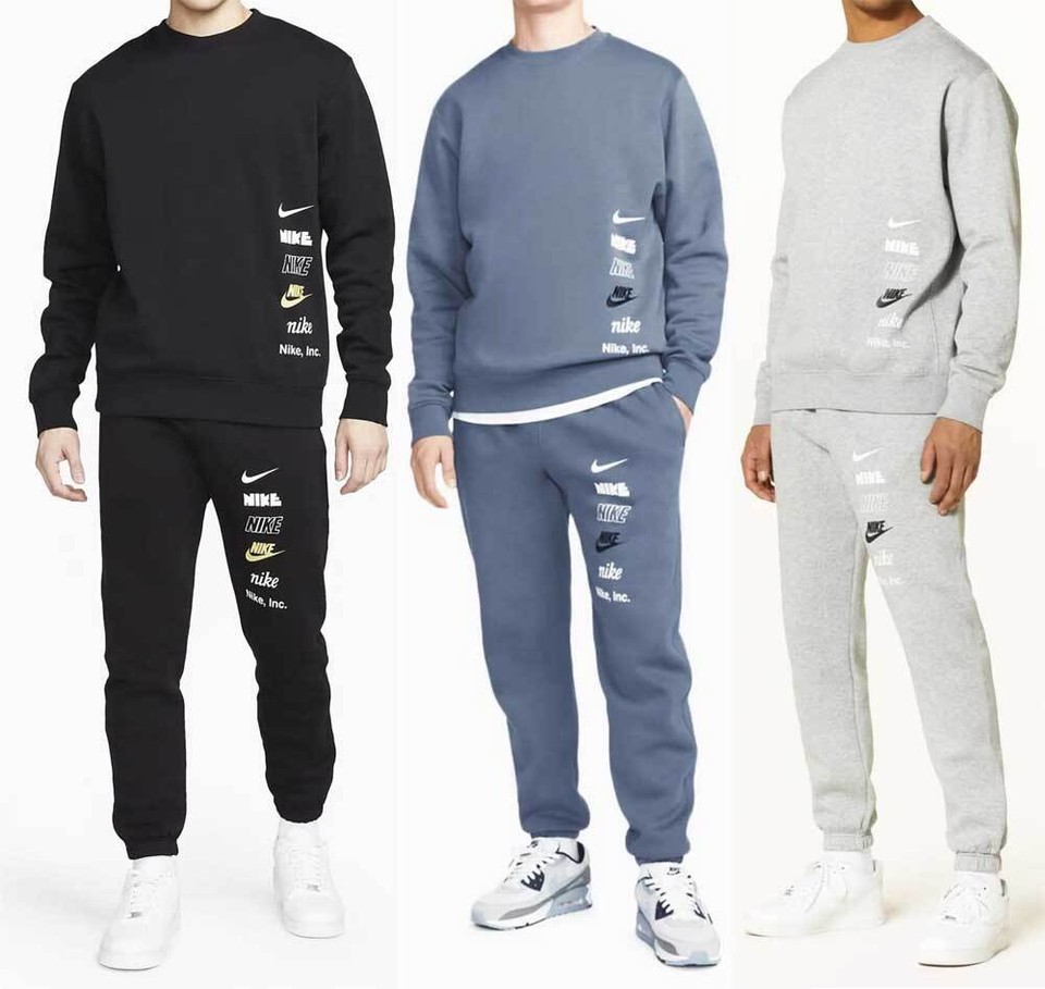 Nike Air Multi Logo Tapered Sweat Suit Jogginganzug Anzug Hose Set Fußball Sport