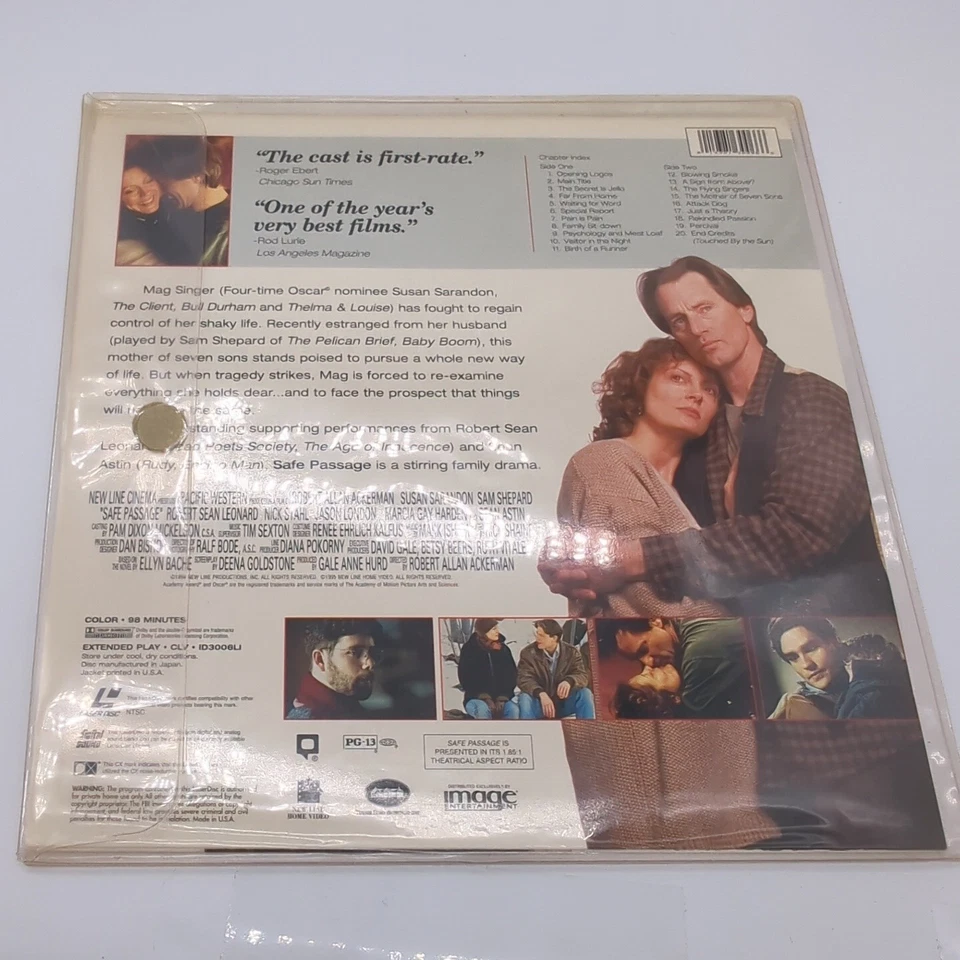 SAFE PASSAGE Laserdisc LD WS Sam Shepard Susan Sarandon Foto 2 de 2