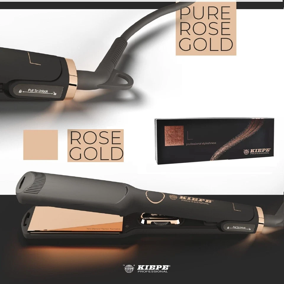 KIEPE Pure Rose Gold Professional Hair Straightener 3 Size selection available