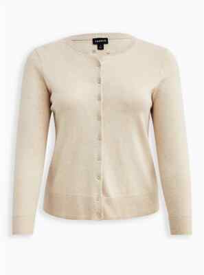 Torrid Long Sleeve Button Front Classic Cardigan Oatmeal 5X 28 #52075 