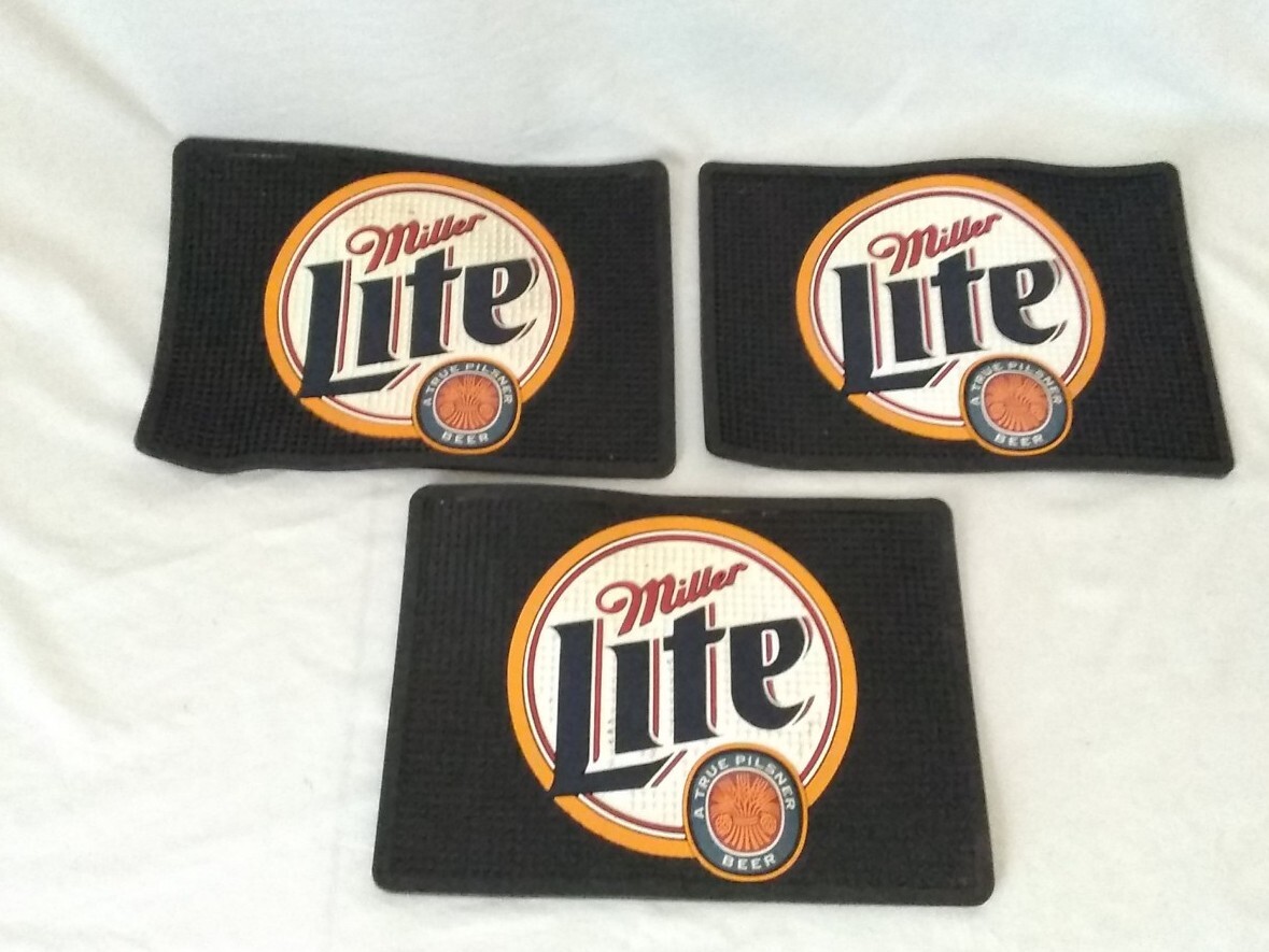 Miller Lite バーマット Lot of 3: Vintage Miller Lite Beer Bar Mats - Drying Drink