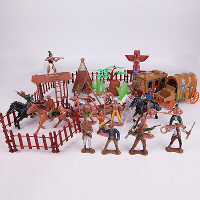 1 Set Cowboys und Indianer Kunststoff Figuren Spielset Indianer Figuren Wohndeko