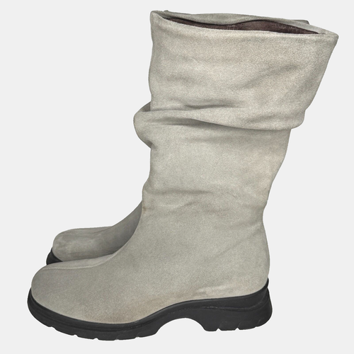 La Canadienne Boots Womens Sz 7.5 Gray Waterproof Suede Leather Slouchy Mid Calf - Picture 2 of 8