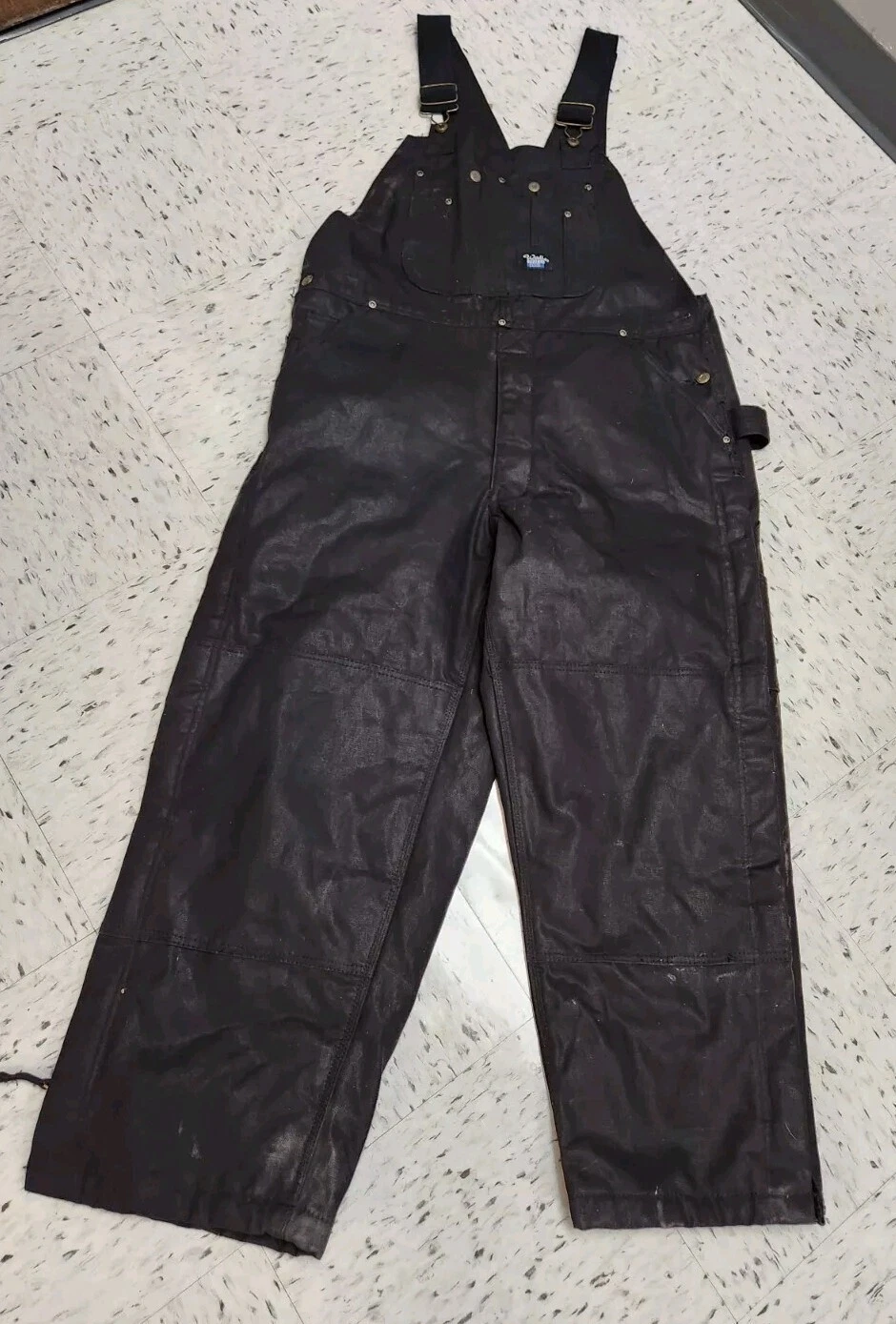 Mens Walls Black Coveralls Blizzard Pruf Insulated Bib Overalls Sz L 38-40 Short