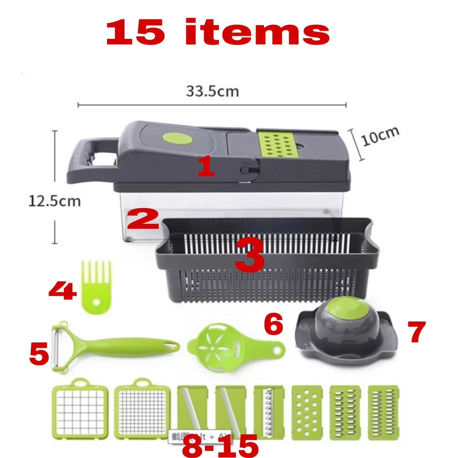 15-In-1 Vegetable Fruit Chopper Cutter Food Onion Veggie Dicer Slicer Kitchen US 15-In-1 Vegetable Fruit Chopper Cutter Food Onion Veggie Dicer Slicer Kitchen US