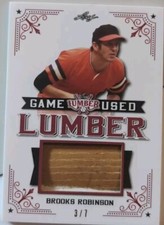 BROOKS ROBINSON 2021 Leaf Lumber JUMBO Game Used BAT BARREL PATCH RED /7 Orioles