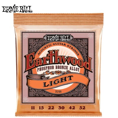 Ernie Ball 2148 Earthwood Phosphor Bronze Acoustic Guitar Strings Light 11-52