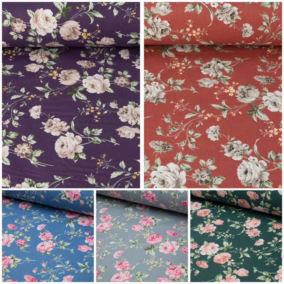 Baumwollstoff Meterware "Amelia" Blumen Stoff 240cm Breite Baumwolle ab 50cm  - Bild 2 von 4