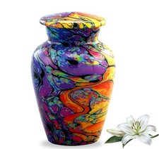 Modern Print Keepsake Urn - Colorful Mini Cremation Urn for Ashes - Handcraft...