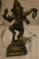 Antigua estatuilla escultura de latón macizo elefante hindú dios ganesha 5,5"