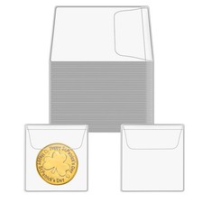50 Pcs Single Pocket Coin Sleeves, 2.1 x 2.1 Inches Plastic Coins Holders Coi...