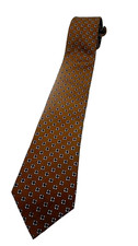 John Henry Men's Brown Twill Tie with Geometric Pattern - 54 inches