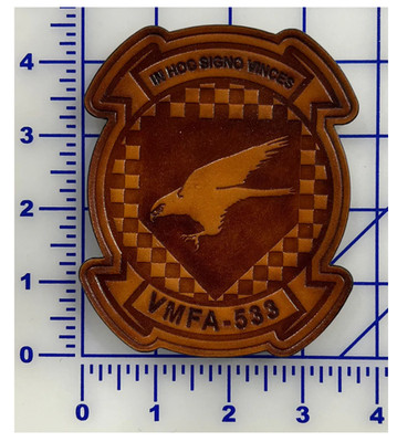 MARINE CORPS VMFA-533 HAWKS SQUADRON ANTIQUE LEATHER PATCH