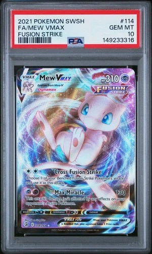 2021 POKEMON SWORD & SHIELD FUSION STRIKE #114 FULL ART/MEW VMAX PSA 10