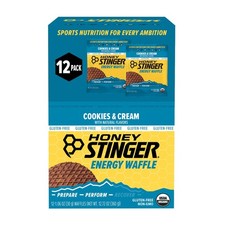 Honey Stinger Organic Energy Waffle, Gluten Free Cookies  Cream, Caffeine Free