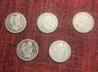 Lot of 5 1916-D Barber Quarter Average Circ Good Condition