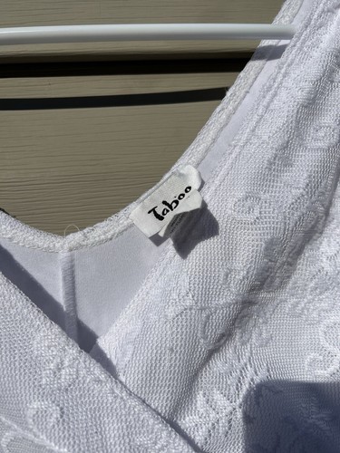 Taboo Vintage Y2K White Babydoll Dress Sz L Fairy Lace Embroidered Cottage Fairy - Picture 7 of 10