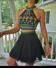 Crystal Doll Black Two Piece Prom Homecoming Sparkle Dress Beaded Rhinestones 7
