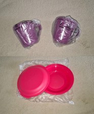 2 Becher 350ml +  Servier-Doppel Aloha Teller; Tupperware Tasse, Picknick, NEU