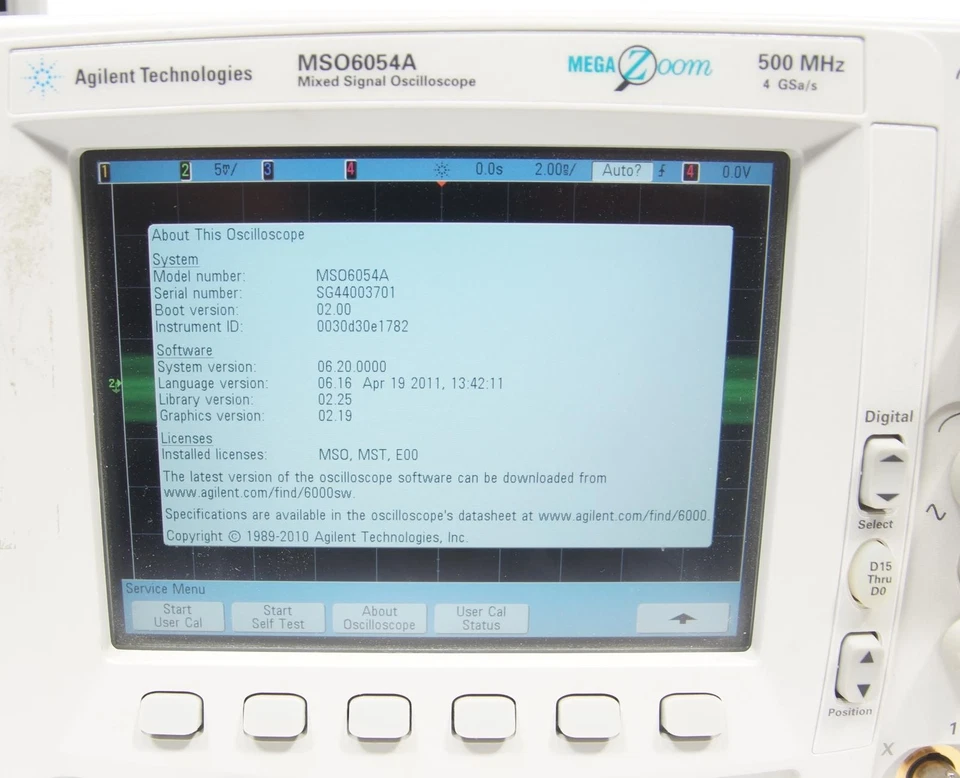 Agilent MSO6054A 500 MHz 3Channel 4 GS/s Mixed Signal Scope OPT MSO MST E00 - Image 2 of 4