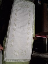 Vintage Hand embroidered linen table runner,37" x 15,"