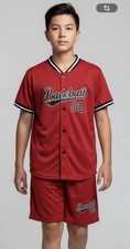 Conjunto de B&eacute;isbol para Ni&ntilde;o 11-12Y Rojo &ndash; Camisa Abotonada + Shorts