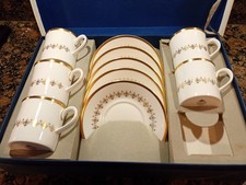 5 Royal Worcester ' Summer Morning ' Coffee Cups / Cans & Saucers - VGC - + Box