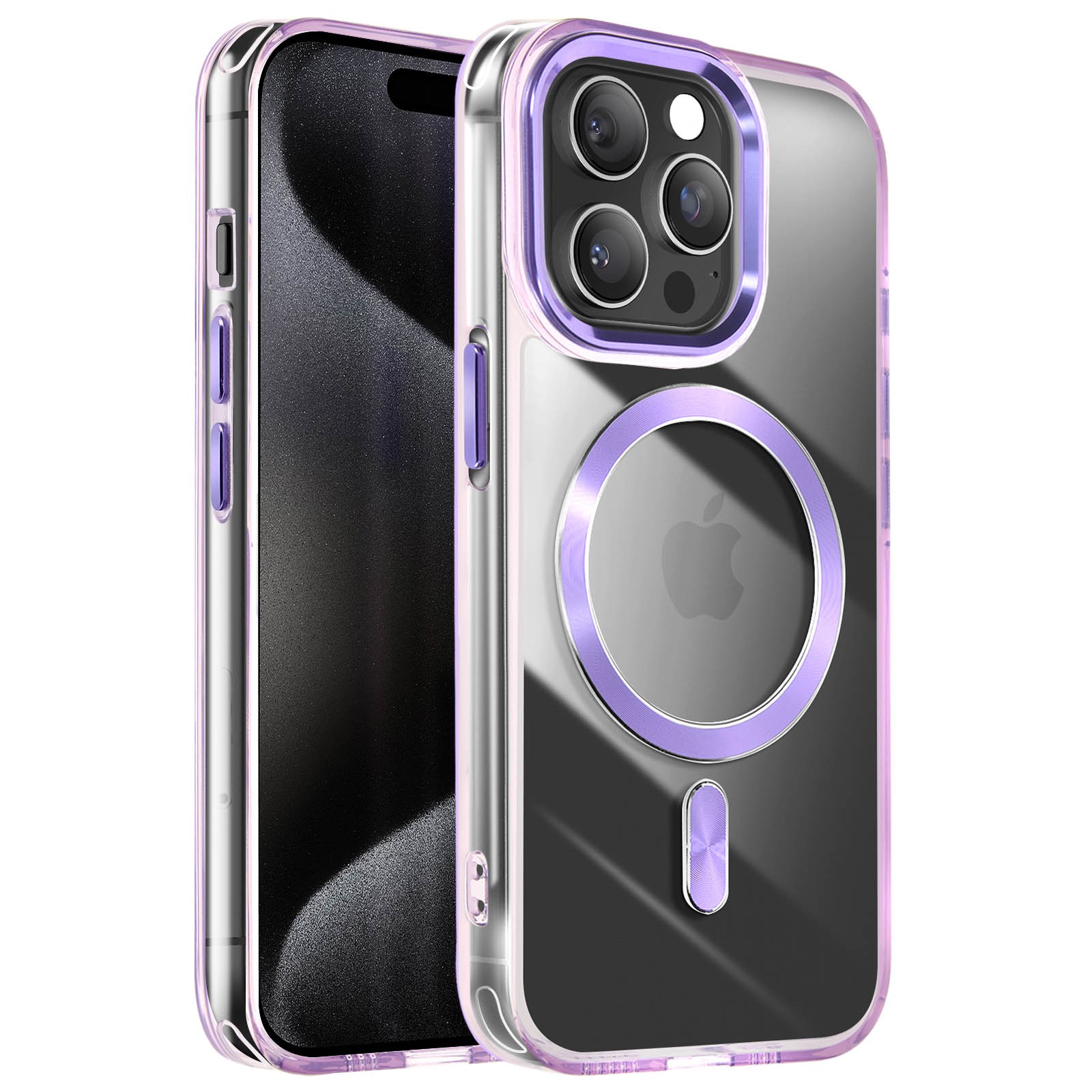 Coque pour iPhone 15 Pro Max dos cristal violet contre les rayures quotidiennes