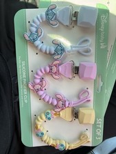 NEW Sale Disney Stitch Baby Pacifier Clip Set In Package