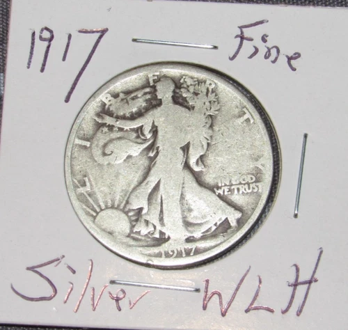 Fine Silver 1917 p Philadelphia Mint Silver Walking Liberty Half Dollar 1/2 WLH