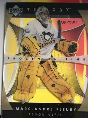 2005-06 UPPER DECK TRILOGY FROZEN IN TIME ACETATE /599 Marc-Andre Fleury