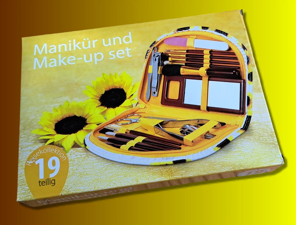 Maniküre und Make-up Set ❀ im Sonnenblumen Etui ❀ Reisekollektion 19-teilig ❀OVP - Bild 2 von 4