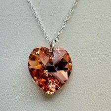 Elegant Swarovski Crystal Heart Pendant Necklace Sterling Silver 18 New