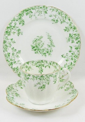 Wileman Foley China Green Trailing Ivy Trio Tasse Untertasse Beilagenteller - Rd 175636