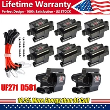8 Square Ignition Coil and Spark Plug Wire Pack For Chevy GMC 4.8L 5.3 6.0L 8.1L