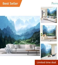 Forest Wall Tapestry Nature Mountain Forest Green Bedroom Decor 79x60