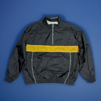 VTG 1990s Nike Men s 1/4 Zip Windbreaker Jacket Size XL 56323 Black Yellow