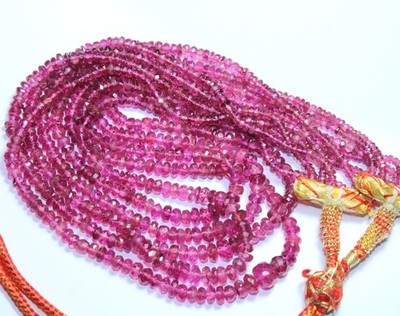 Hochwertige Natürliche Edelstein Facettierte Rosa Turmalin Perlenkette 245 Karat