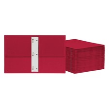 2 Pocket Folders with Prongs, Mega Box of 125, Textured Paper Folders, Red, L...