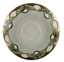 Antique Tressemann & Vogt (T&V Limoges) Saucer Plate Gold Green Leafs 204g 6.75"