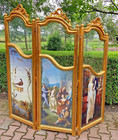 Paravent séparateur de chambre Louis XVI panneaux scéniques français feuille d'or vintage élégant