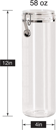 OGGI Tall Clear Canister with Clamp Lid, 58 Oz - Large Airtight Food Storage Con - Picture 8 of 8