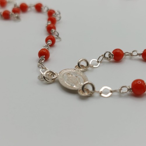 ROSARY Natural red Coral, Beads 4mm, Handmade and silver. - Picture 4 of 4