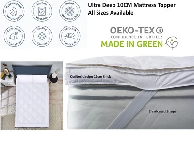 ACRALI HOME 4" Mattress Topper Hotel Quality 10cm Deep Thick Cot Single Double King Super