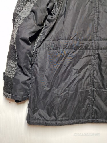 APT.9 Jacket Women's Large Black Gray Check Faux Fur Hooded Pockets Full Zip - Picture 8 of 17