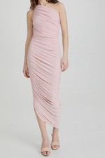 $215 Norma Kamali Para Mujer Rosa Un Hombro Body Vestido de Baile Vestido Largo Talla M