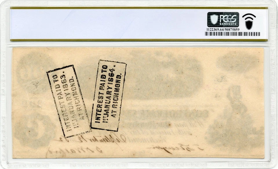 1862 $100 Confederate States of America, Forth Issue - PCGS Choice UNC64 - Image 2 of 2