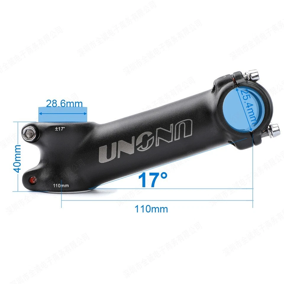 UNO Bicycle Stem ±17° MTB Road Bike Ultralight 110MM Aluminum Stems 25.4mm - Image 2 of 2